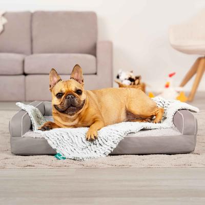 Show full view: FurHaven Birch Faux Fur & Suede Waterproof Dog Blanket, Gray, Small slide 3 of 10