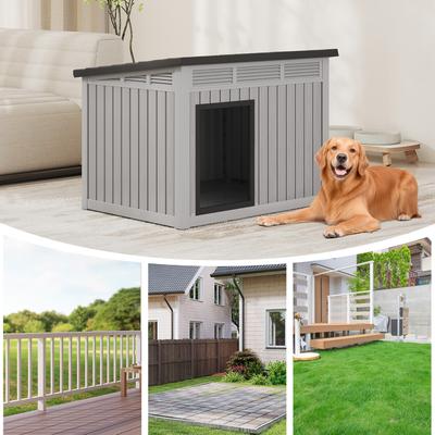 Show full view: KAMABOKO Indoor & Outdoor Weatherproof & Removable Roof Dog House, Large, Grey slide 6 of 7