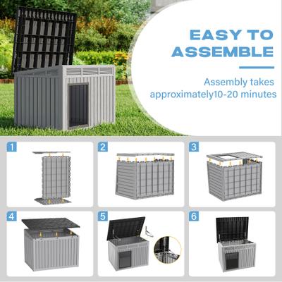 Show full view: KAMABOKO Indoor & Outdoor Weatherproof & Removable Roof Dog House, Large, Grey slide 7 of 7