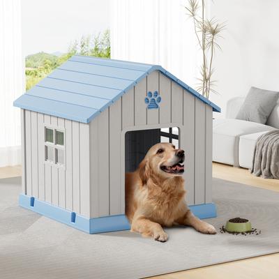 Show full view: KAMABOKO Outdoor & Indoor Waterproof Ventilated Dog House with Window, 36.2 x 39 x 39-in, Blue slide 8 of 9