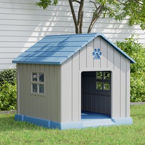 KAMABOKO Outdoor & Indoor Waterproof Ventilated Dog House with Window, 36.2 x 39 x 39-in, Blue