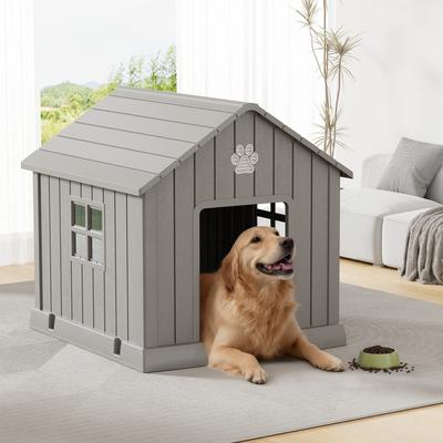 Show full view: KAMABOKO Outdoor & Indoor Waterproof Ventilated Dog House with Window, 36.2 x 39 x 39-in, Grey slide 7 of 8