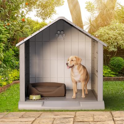 Show full view: KAMABOKO Outdoor & Indoor Waterproof Ventilated Dog House with Window, 36.2 x 39 x 39-in, Grey slide 6 of 8