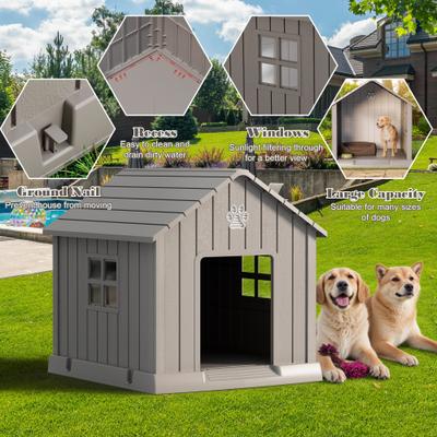Show full view: KAMABOKO Outdoor & Indoor Waterproof Ventilated Dog House with Window, 36.2 x 39 x 39-in, Grey slide 4 of 8