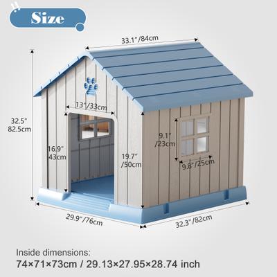 Show full view: KAMABOKO Outdoor & Indoor Waterproof Ventilated Dog House with Window, 31 x 31 x 33.5-in, Blue slide 3 of 7