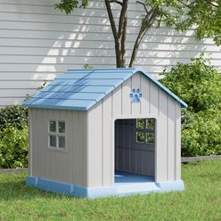 KAMABOKO Outdoor & Indoor Waterproof Ventilated Dog House with Window, 31 x 31 x 33.5-in, Blue