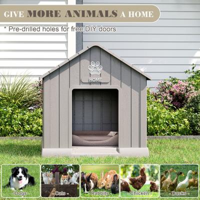 Show full view: KAMABOKO Outdoor & Indoor Waterproof Ventilated Dog House with Window, 31 x 31 x 33.5-in, Grey slide 5 of 8
