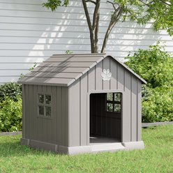 KAMABOKO Outdoor & Indoor Waterproof Ventilated Dog House with Window, 31 x 31 x 33.5-in, Grey