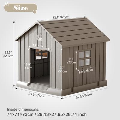 Show full view: KAMABOKO Outdoor & Indoor Waterproof Ventilated Dog House with Window, 31 x 31 x 33.5-in, Grey slide 2 of 8