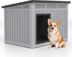KAMABOKO Indoor & Outdoor Weatherproof Roof & Removable Floor Dog House, Grey