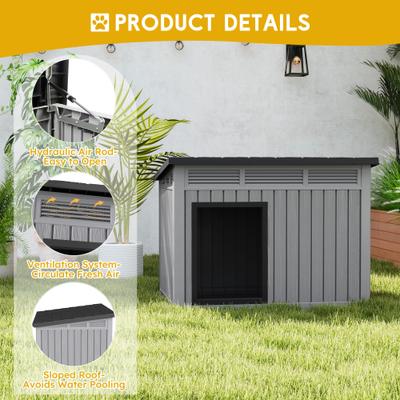 Show full view: KAMABOKO Indoor & Outdoor Weatherproof Roof & Removable Floor Dog House, Grey slide 3 of 6