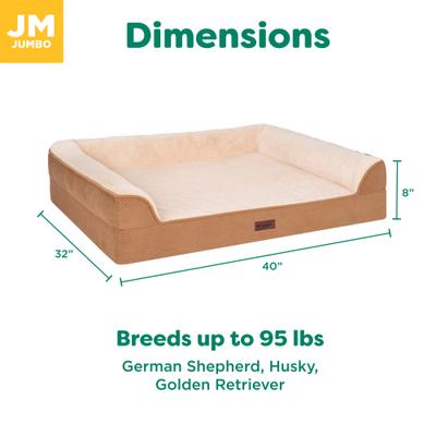 Show full view: FurHaven Plush & Embossed Velvet Dreamer Sofa Cooling Gel Dog Bed, Cognac, Jumbo slide 8 of 9