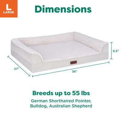 Show full view: FurHaven Plush & Embossed Velvet Dreamer Sofa Orthopedic Foam Dog Bed, Clay, Large slide 8 of 9