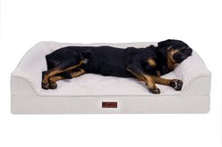 FurHaven Plush & Embossed Velvet Dreamer Sofa Cooling Gel Dog Bed, Clay, Jumbo