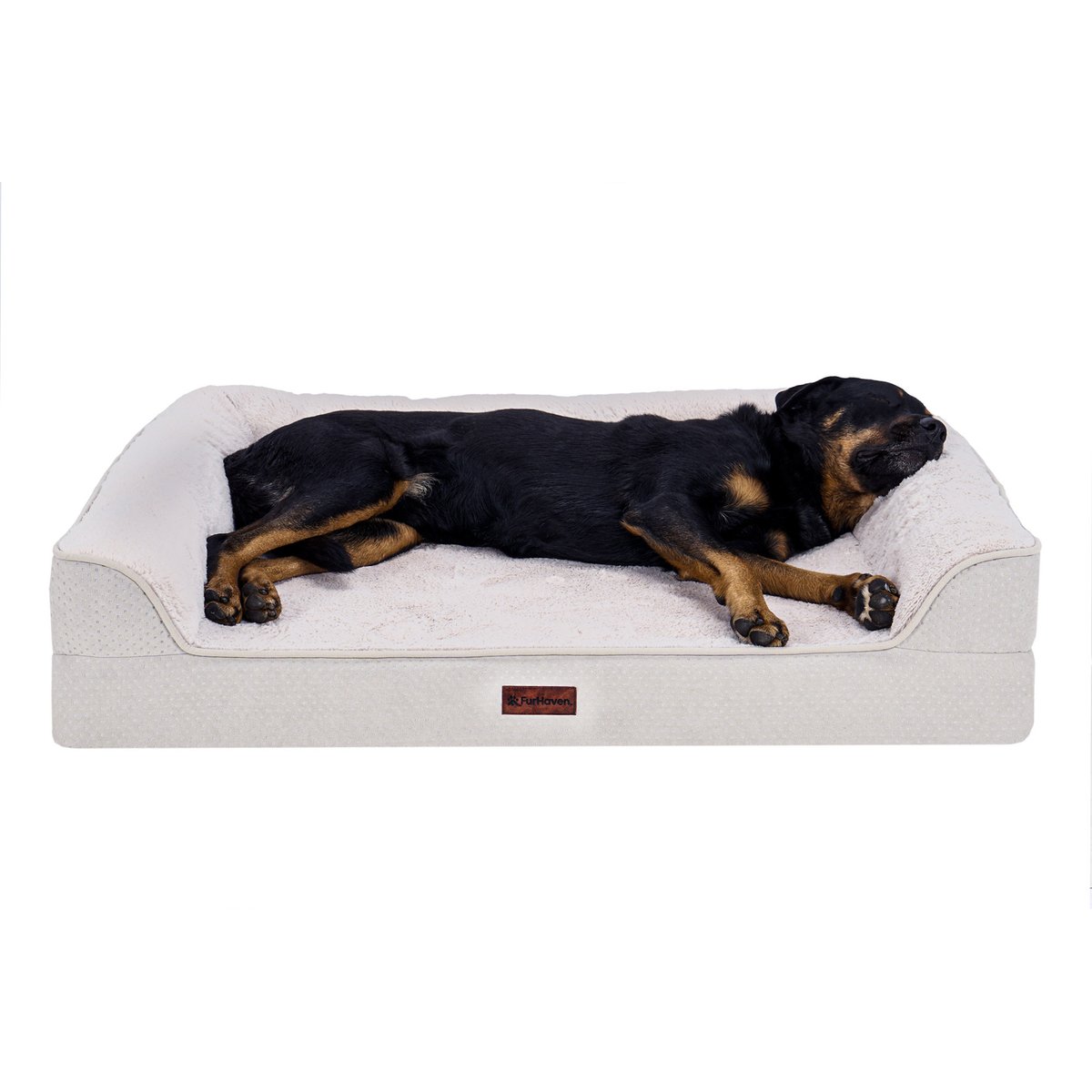 FurHaven Plush & Embossed Velvet Dreamer Sofa Orthopedic Foam Dog Bed, Clay, Jumbo