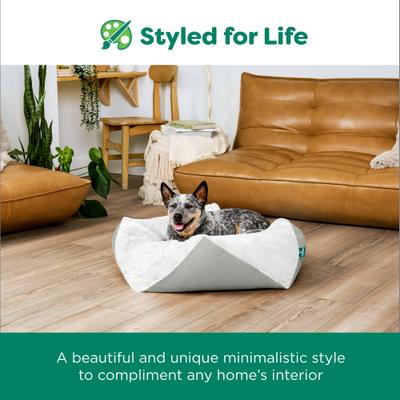 Show full view: FurHaven Stone-Embossed Faux Fur Pouf Dog Bed, Gray, Medium slide 5 of 9