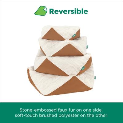 Show full view: FurHaven Stone-Embossed Faux Fur Pouf Dog Bed, Cognac, Large slide 6 of 9