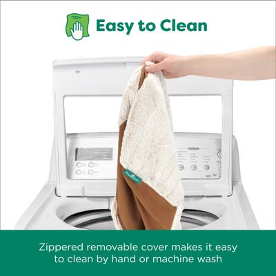 Show full view: FurHaven Stone-Embossed Faux Fur Pouf Dog Bed, Cognac, Large slide 7 of 9