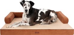 FurHaven Plush & Cable Corduroy Comfy Couch Orthopedic Foam Dog Bed, Rust, Jumbo Plus