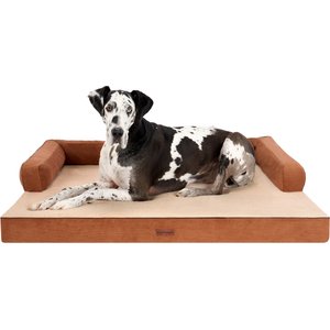 FurHaven Plush & Cable Corduroy Comfy Couch Orthopedic Foam Dog Bed, Rust, Jumbo Plus