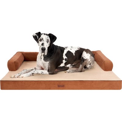FurHaven FurHaven Plush & Cable Corduroy Comfy Couch Cooling Gel Dog Bed, Rust, Jumbo Plus