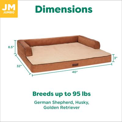 Show full view: FurHaven Plush & Cable Corduroy Comfy Couch Cooling Gel Dog Bed, Rust, Jumbo slide 8 of 9