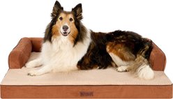 FurHaven Plush & Cable Corduroy Comfy Couch Cooling Gel Dog Bed, Rust, Jumbo