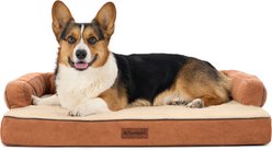 FurHaven Plush & Cable Corduroy Comfy Couch Orthopedic Foam Dog Bed, Rust, Medium