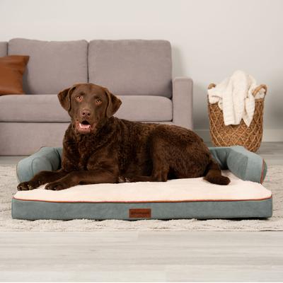 Show full view: FurHaven Plush & Cable Corduroy Comfy Couch Cooling Gel Dog Bed, Riverway, Jumbo slide 2 of 9
