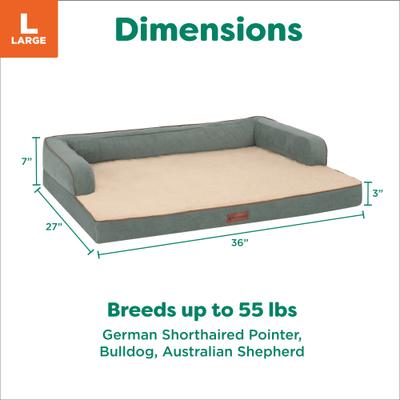 Show full view: FurHaven Plush & Cable Corduroy Comfy Couch Orthopedic Foam Dog Bed, Riverway, Large slide 9 of 10