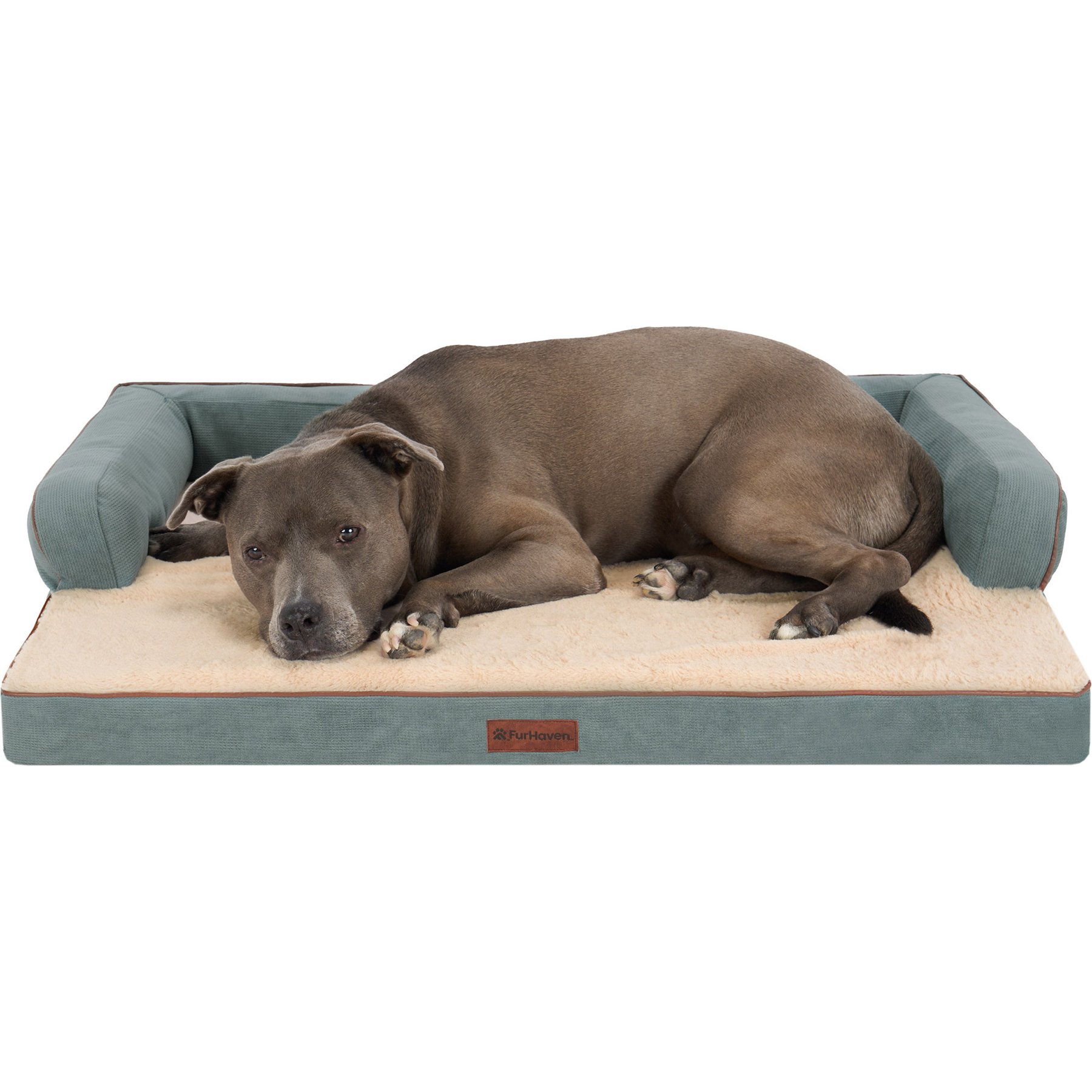 FurHaven Plush & Cable Corduroy Comfy Couch Orthopedic Foam Dog Bed, Riverway, Large