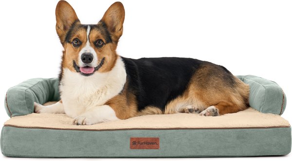 Show full view: FurHaven Plush & Cable Corduroy Comfy Couch Orthopedic Foam Dog Bed, Riverway, Medium slide 1 of 9