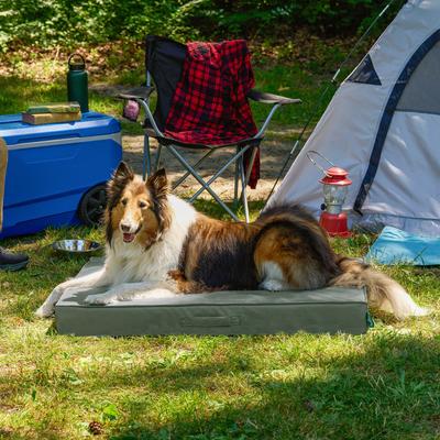 Show full view: FurHaven Premium Indoor-Outdoor Deluxe Mattress Cooling Gel Dog Bed, Dark Olive, Jumbo slide 2 of 9