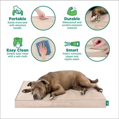 Show full view: FurHaven Premium Indoor-Outdoor Deluxe Mattress Cooling Gel Dog Bed, Biscuit, Large slide 3 of 9