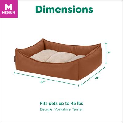 Show full view: FurHaven Leather Look Cozy Couch Dog Bed, Camel, Medium slide 8 of 9