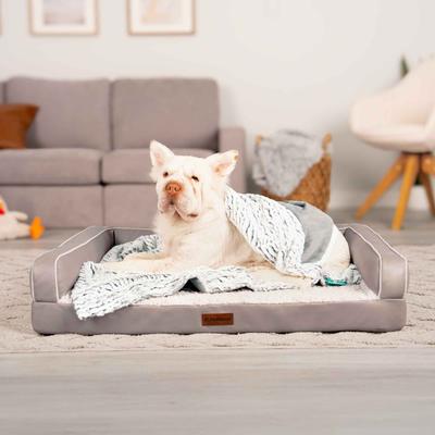 Show full view: FurHaven Birch Faux Fur & Suede Waterproof Dog Blanket, Gray, X-Large slide 2 of 9