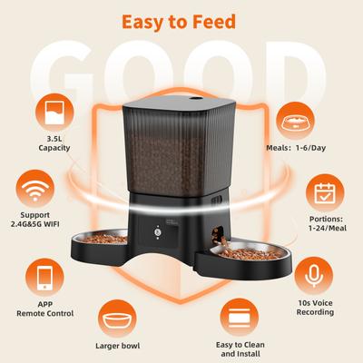 Show full view: HONEYGUARDIAN Automatic 5G Wifi Cat Feeder, 3.5-l slide 6 of 7