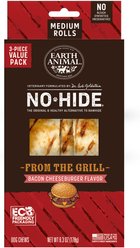 Earth Animal No-Hide From the Grill Long Lasting Natural Rawhide Alternative Medium Grilled Cheeseburger Flavor Rolls Chew Dog Treats, 3 count