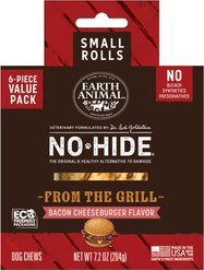 Earth Animal No-Hide From the Grill Long Lasting Natural Rawhide Alternative Small Grilled Cheeseburger Flavor Rolls Chew Dog Treats, 6 count
