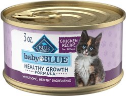 Blue Buffalo Baby Blue Healthy Growth Formula Natural Chicken Recipe Kitten Wet Food, 3-oz can, case of 24