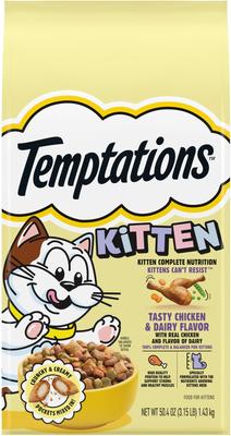 TEMPTATIONS Tasty Chicken Dairy Flavor Dry Kitten Food,