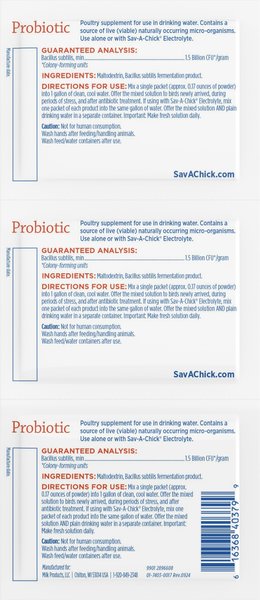 Show full view: Sav-A-Caf Sav-A-Chick Probiotic Digestive Support Poultry Supplement, 0.17-oz packet, 3 count slide 2 of 5