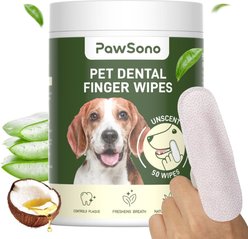 PawSono Dog & Cat Finger Dental Wipes, 50 count