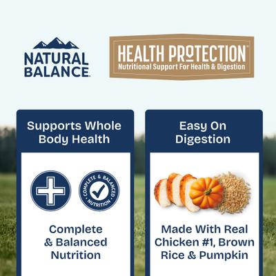 Show full view: Natural Balance Health Protection Chicken, Pumpkin & Brown Rice Stew Wet Dog Food, 12.5-oz can, case of 6 slide 5 of 11