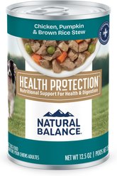 Natural Balance Health Protection Chicken, Pumpkin & Brown Rice Stew Wet Dog Food, 12.5-oz can, case of 6