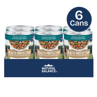 Show full view: Natural Balance Health Protection Chicken, Pumpkin & Brown Rice Stew Wet Dog Food, 12.5-oz can, case of 6 slide 3 of 11