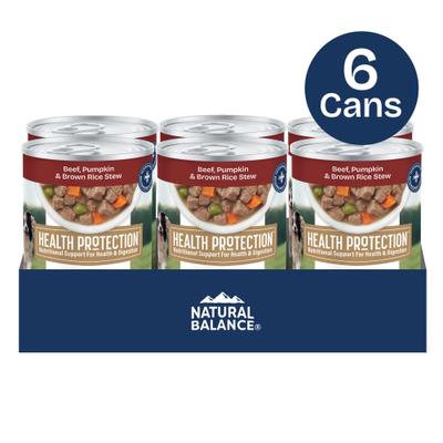 Show full view: Natural Balance Health Protection Beef, Pumpkin & Brown Rice Stew Wet Dog Food, 12.5-oz can, case of 6 slide 3 of 11