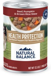 Natural Balance Health Protection Beef, Pumpkin & Brown Rice Stew Wet Dog Food, 12.5-oz can, case of 6