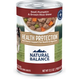 Natural Balance Health Protection Beef, Pumpkin & Brown Rice Stew Wet Dog Food, 12.5-oz can, case of 6