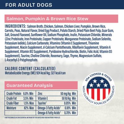 Show full view: Natural Balance Health Protection Salmon Broth, Salmon, Pumpkin & Brown Rice Stew Wet Dog Food, 12.5-oz can, case of 6 slide 8 of 11